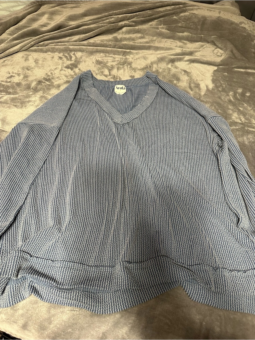 ARULA Light Blue V-Neck Knit Sweater BLUE